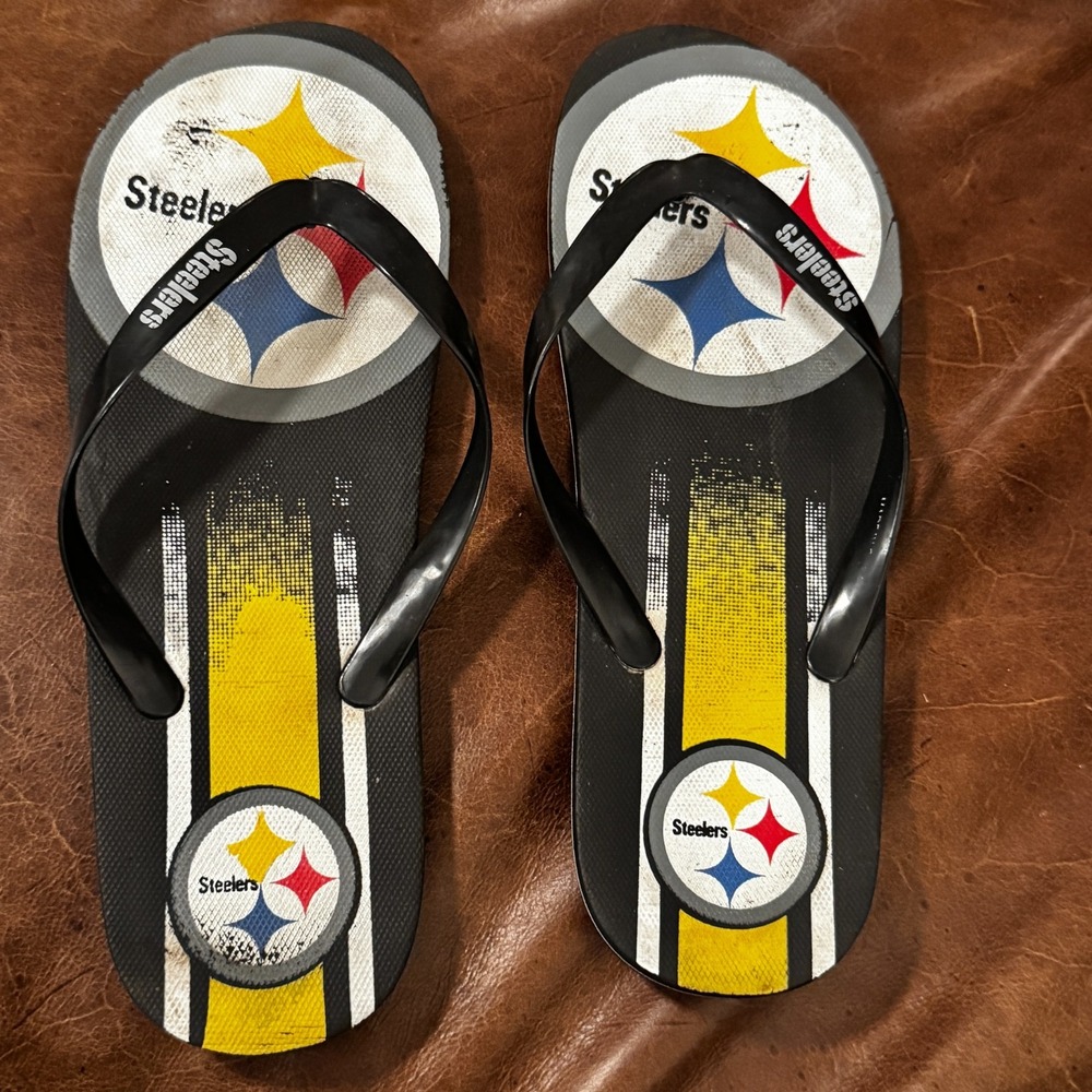 Pittsburgh Steelers Flip flop Sandals Men Size 11-12 Used NFL‎ Game Day Gear
